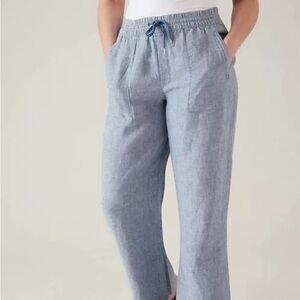 Athleta Retreat Linen Wide Leg Pant In Color Retreat Blue 10